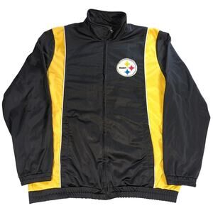 NFL Pittsburgh Steelers Jacket Black Gold Full Zip Windbreaker Men XL